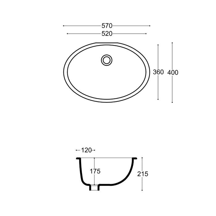 Lavabo per installazione sottopiano Althea modello Tibex 57x40 cm