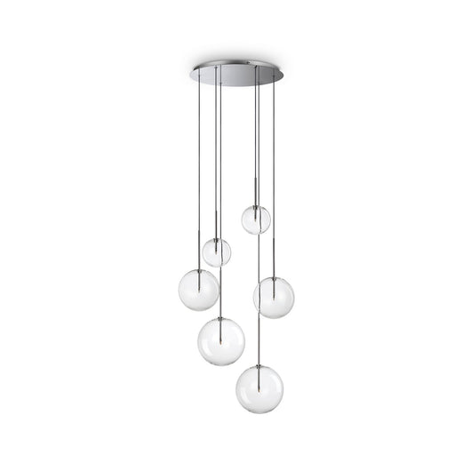 Lampadario A Sospensione Contemporaneo Equinoxe Metallo Cromo 6 Luci G4 2W Ip20