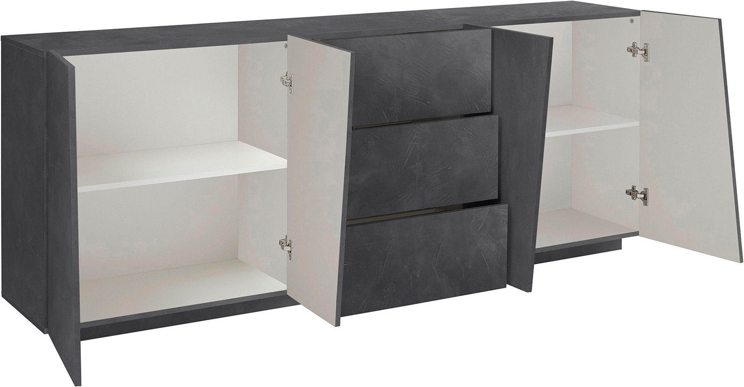 Credenza 4 Ante + 3 Cassetti 220x43x86 cm Vega Ardesia