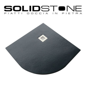 Piatto doccia Semicircolare in pietra SOLIDSTONE alto 2,8 cm - Grafite nero - Misura: 90x90 x 2,8h