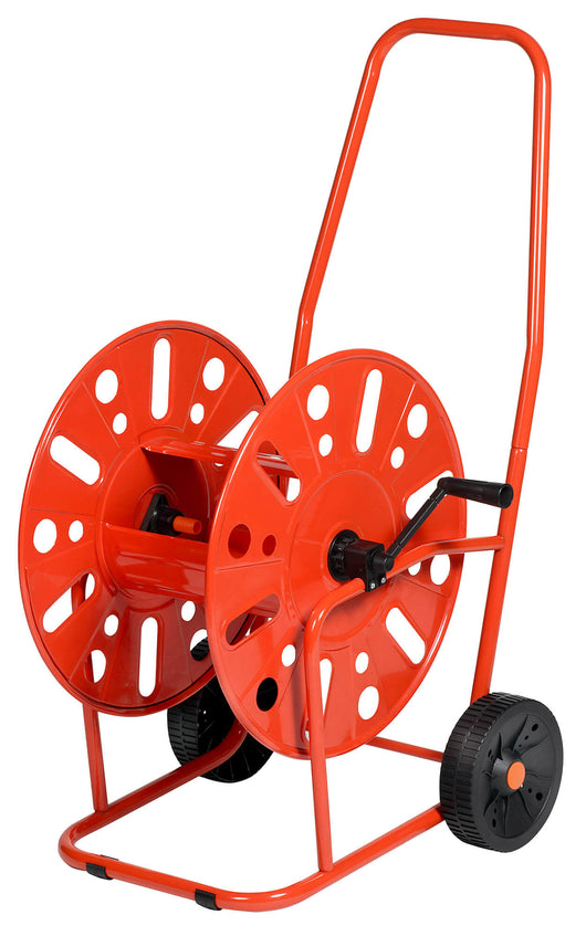 Carrello Avvolgitubo Manuale con Ruote 80 mt Tubo Ø3/4” in Acciaio Verniciato Rosso Agrati