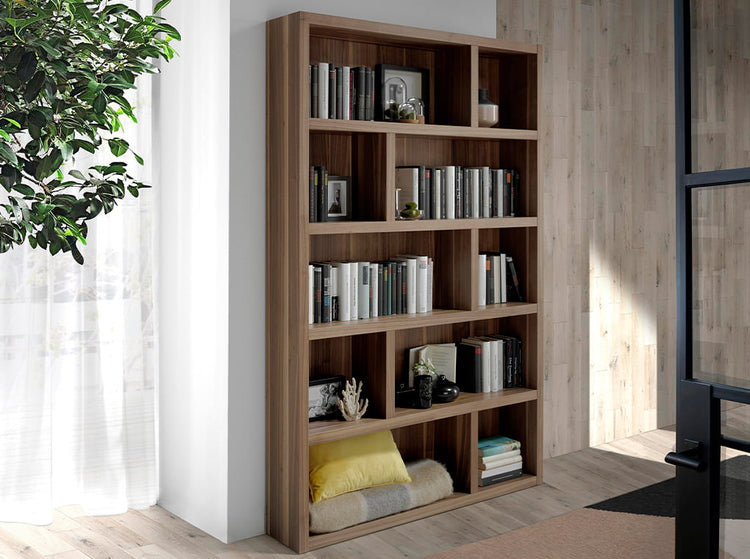 Libreria 126x25x197 cm in legno di noce