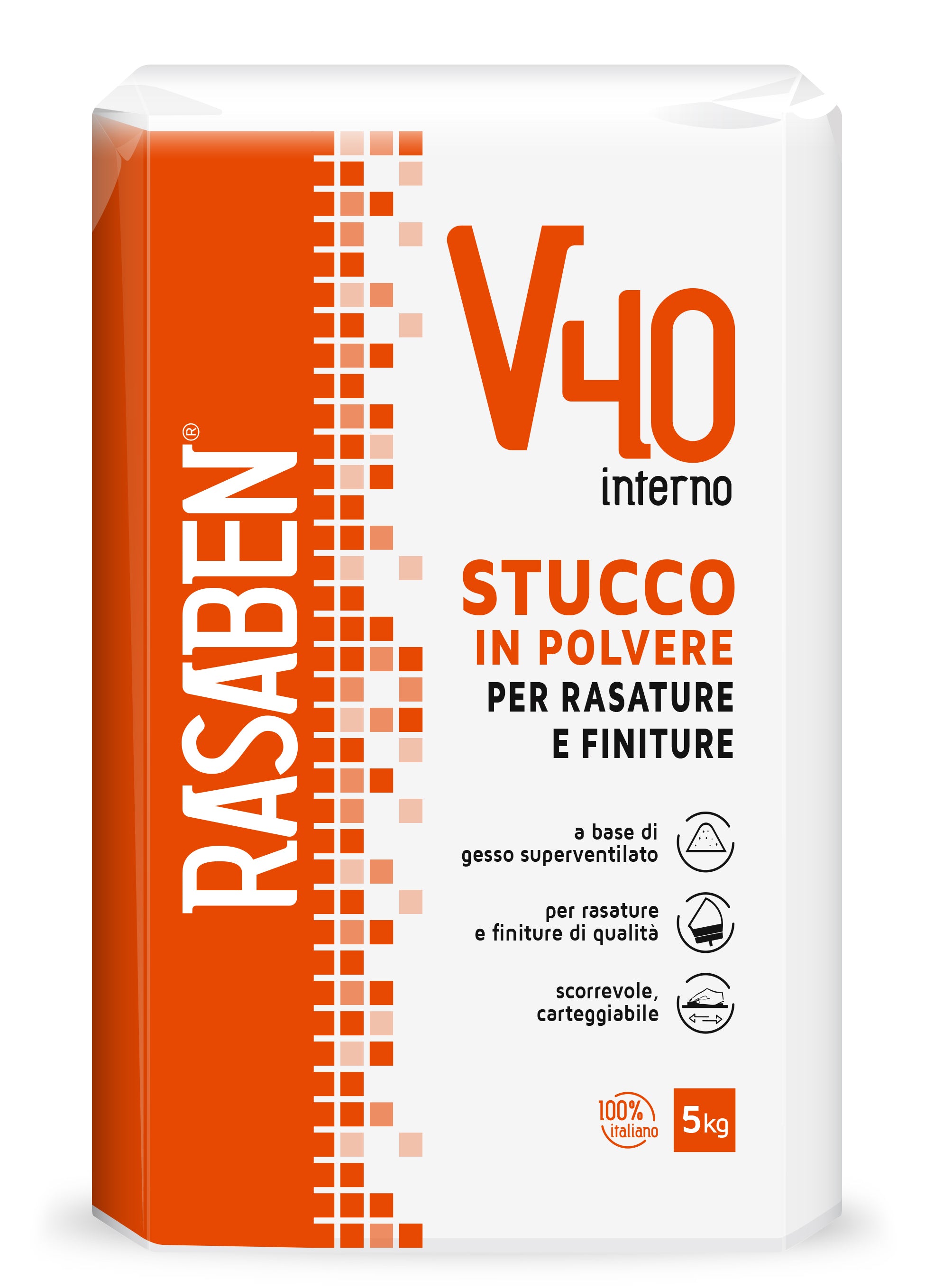 Rasaben stucco in polvere per interni v40 kg. 5 (4 pezzi) - Rasaben