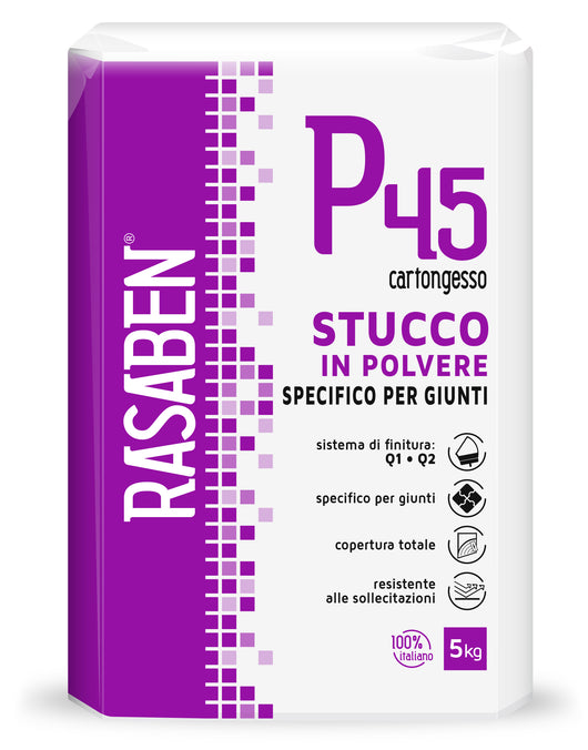 Rasaben stucco in polvere per cartongesso p45 rapido kg.5 (4 pezzi) - 