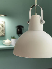 Lampada a Sospensione 38x38xH165 cm in Metallo Kande Paralume bianco opaco