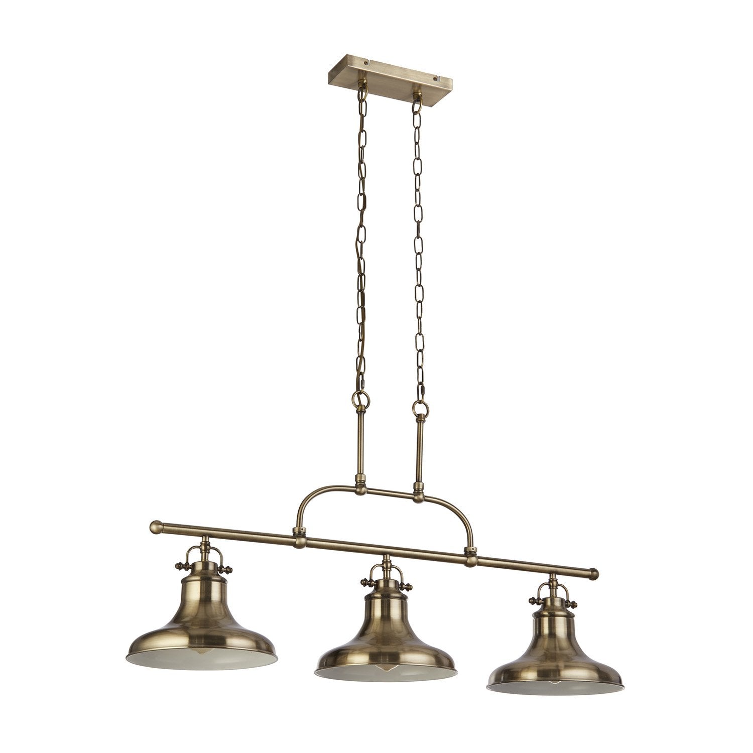 Lampadario Rustico-Country Dallas Acciaio Ottone 3 Luci E27