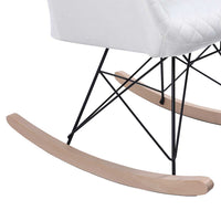 Poltrona Sedia Dondolo Relax Base Slitta Scandinavo Imbottita Design Unic Crema