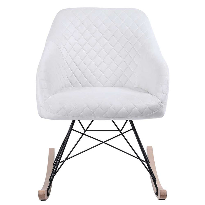 Poltrona Sedia Dondolo Relax Base Slitta Scandinavo Imbottita Design Unic Crema