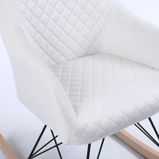 Poltrona Sedia Dondolo Relax Base Slitta Scandinavo Imbottita Design Unic Crema