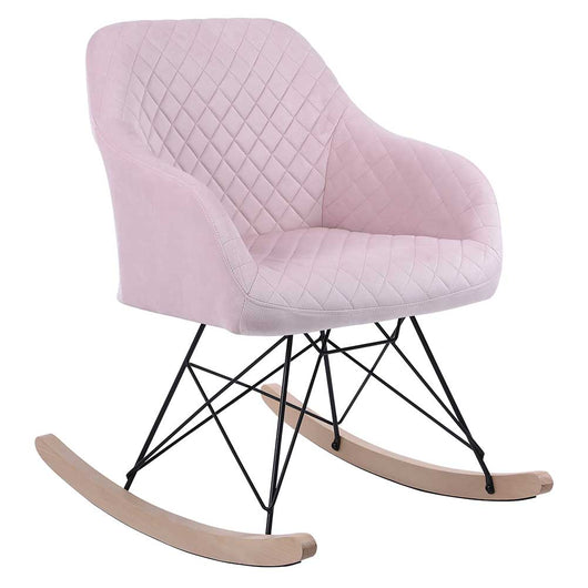 Poltrona Sedia Dondolo Relax Base Slitta Scandinavo Imbottita Design Unic Rosa