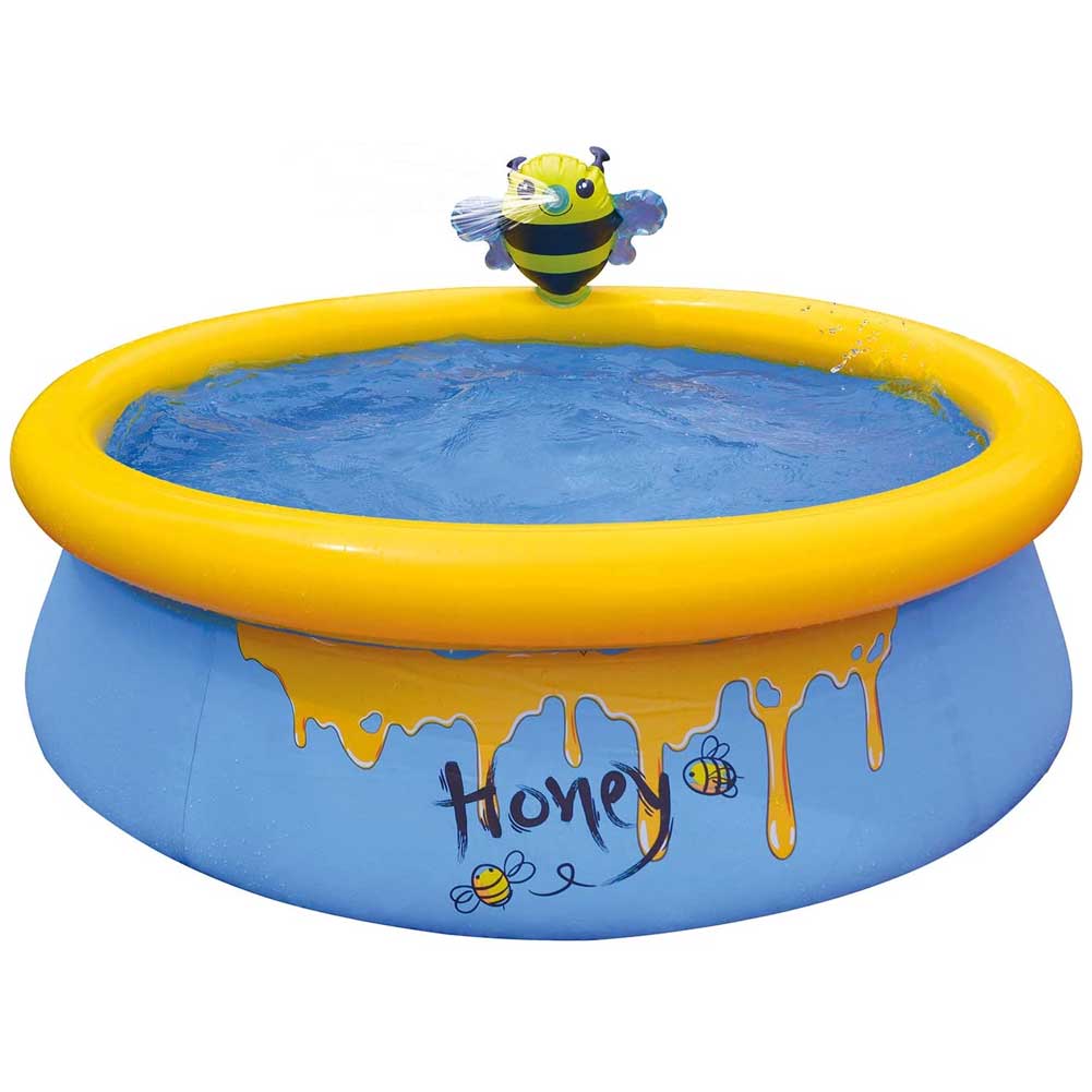 Piscina Gonfiabile Forma Ape Honey per Bambini 150cm con Doccia Spruzzo Giardino