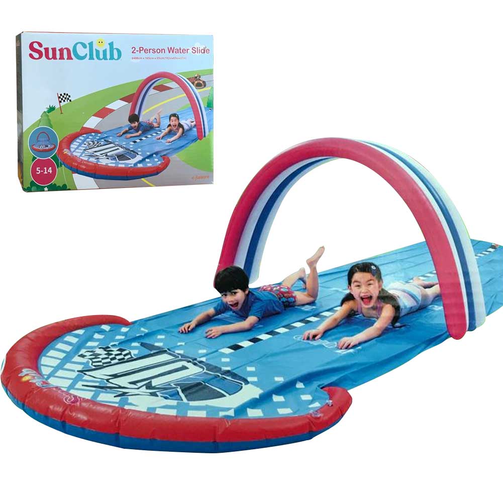 Acqua Scivolo Ferroviario Doppio Bambini 488cm Gioco Esterno Giardino Piscina