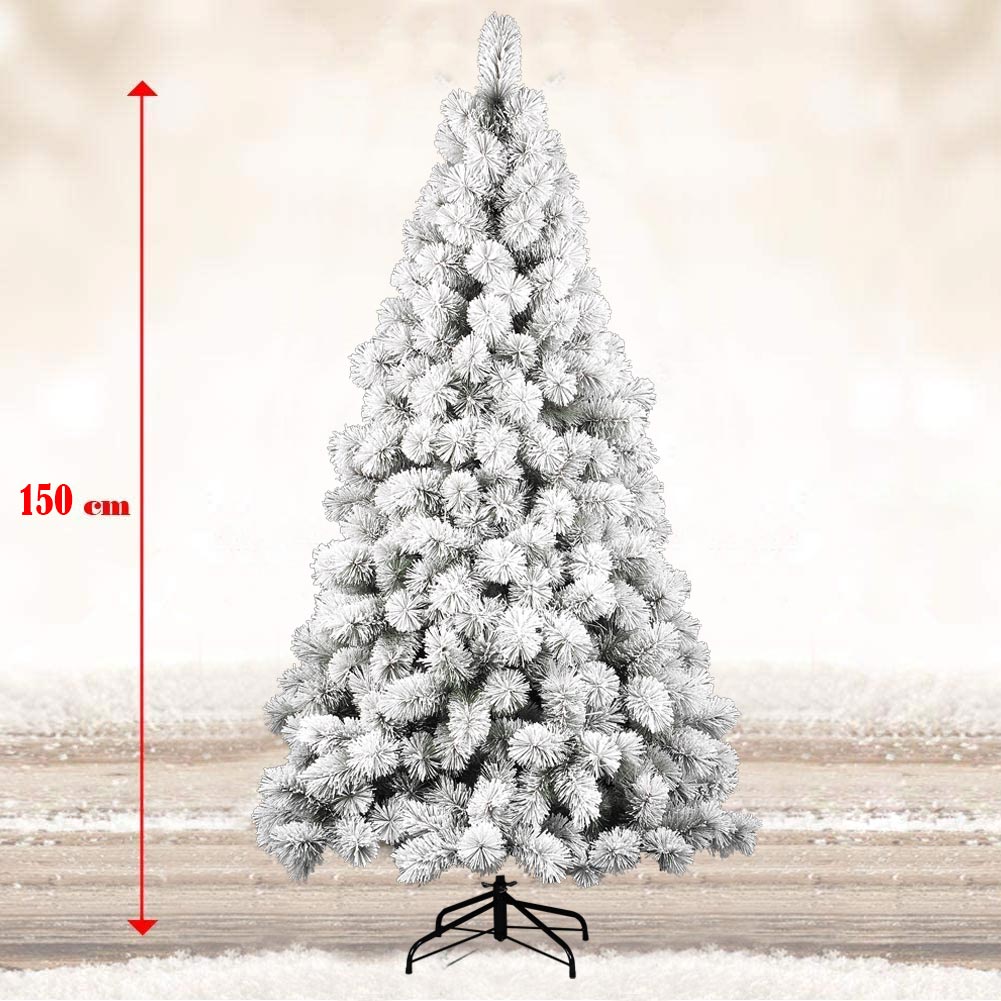 Albero Di Natale Innevato Des Alpes 150cm 198 Rami Super Folto Effetto Neve