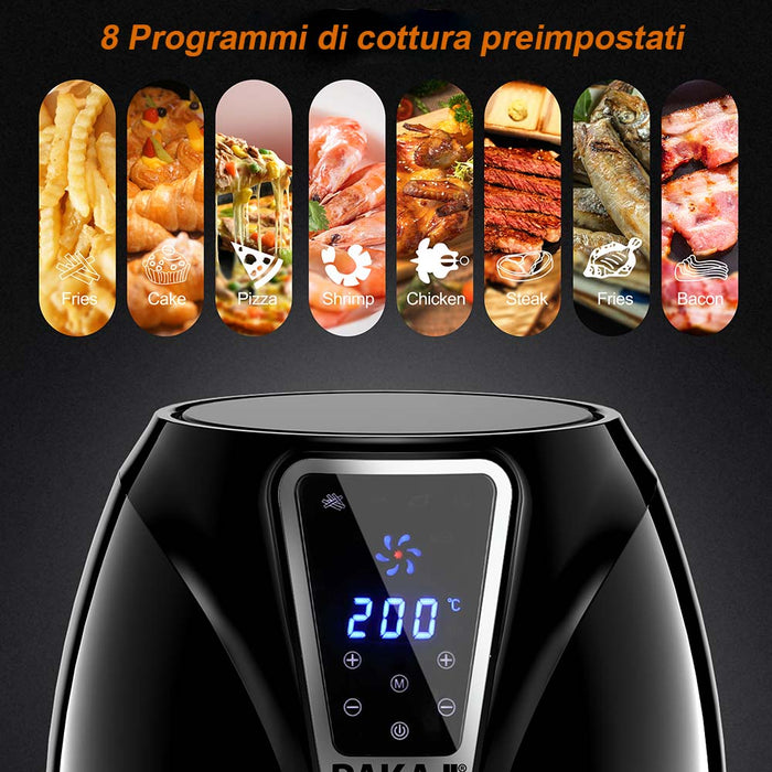 Friggitrice Aria Calda Digitale Senza Olio Airfryer 3,2 Lt Frigge Cuoce 1300W