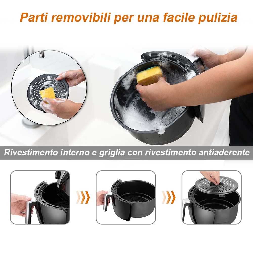 Friggitrice Aria Calda Digitale Senza Olio Airfryer 3,2 Lt Frigge Cuoce 1300W