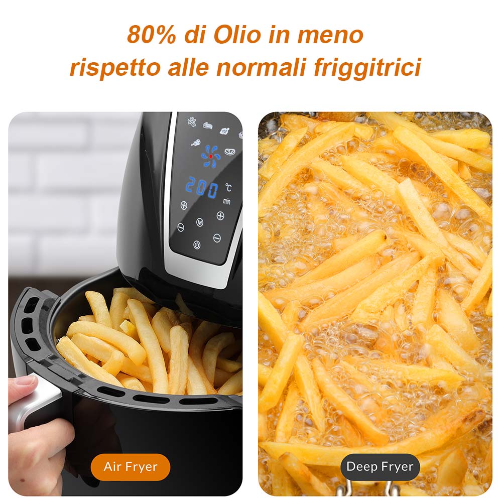 Friggitrice Aria Calda Digitale Senza Olio Airfryer 3,2 Lt Frigge Cuoce 1300W