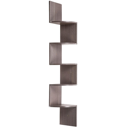 Libreria Scaffale Mensole Parete Angolare Moderna 5 Ripiani Angolo Grigio