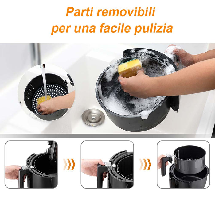 Friggitrice ad Aria Calda Senza Olio Airfryer 4,4 Lt Frigge Cuoce Arrosto 1400W