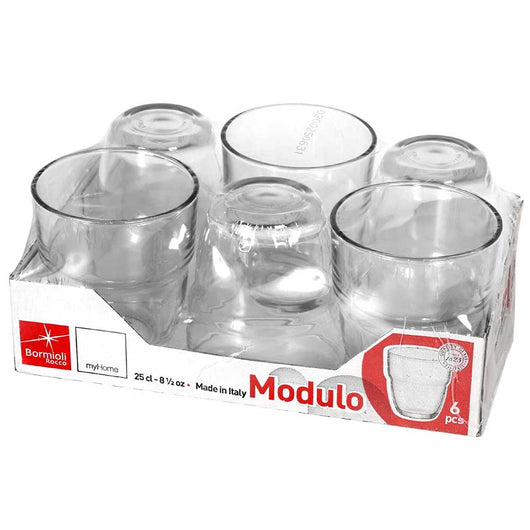 Set 6 Bicchieri in Vetro Bormioli Modulo Bicchiere per Acqua Vino Bibite 26CL