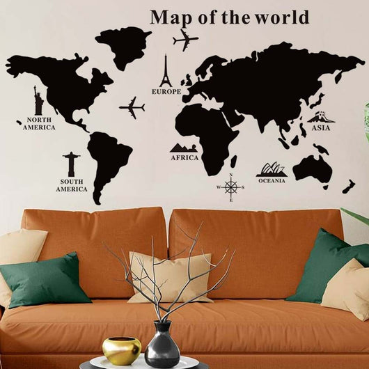 Mappa del mondo Adesivo da Parete Mappamondo Globo Lavagna 102cm PVC  + Gessetti