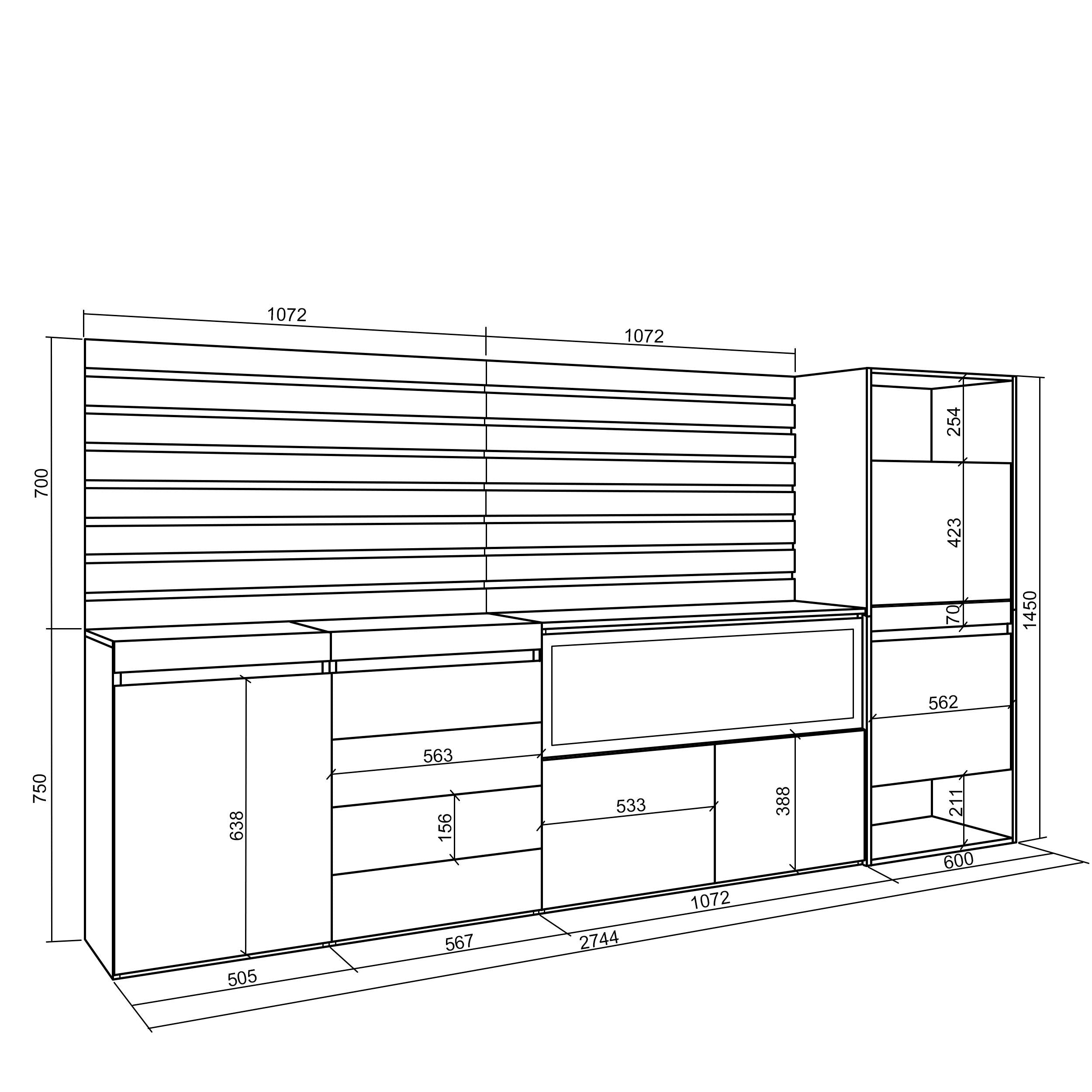 Credenza, 274x35x145 cm, Camera da letto, stanza, Camino elettrico XXL, Cassettiera, Scarpiera, Cemento , RF3394