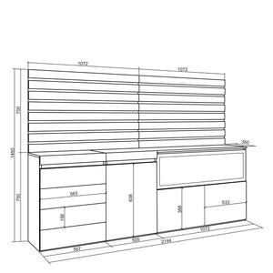 Credenza, 214x35x145 cm, Camera da letto, stanza, Camino elettrico XXL, Cassettiera, Cemento , RF3416