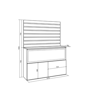 Credenza, 107x35x145 cm, Camera da letto, stanza, Camino elettrico XXL, Cemento , RF3417