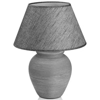 Lampada da Tavolo Lume Comodino Ceramica Tessuto Grigio Design Moderno Abatjour