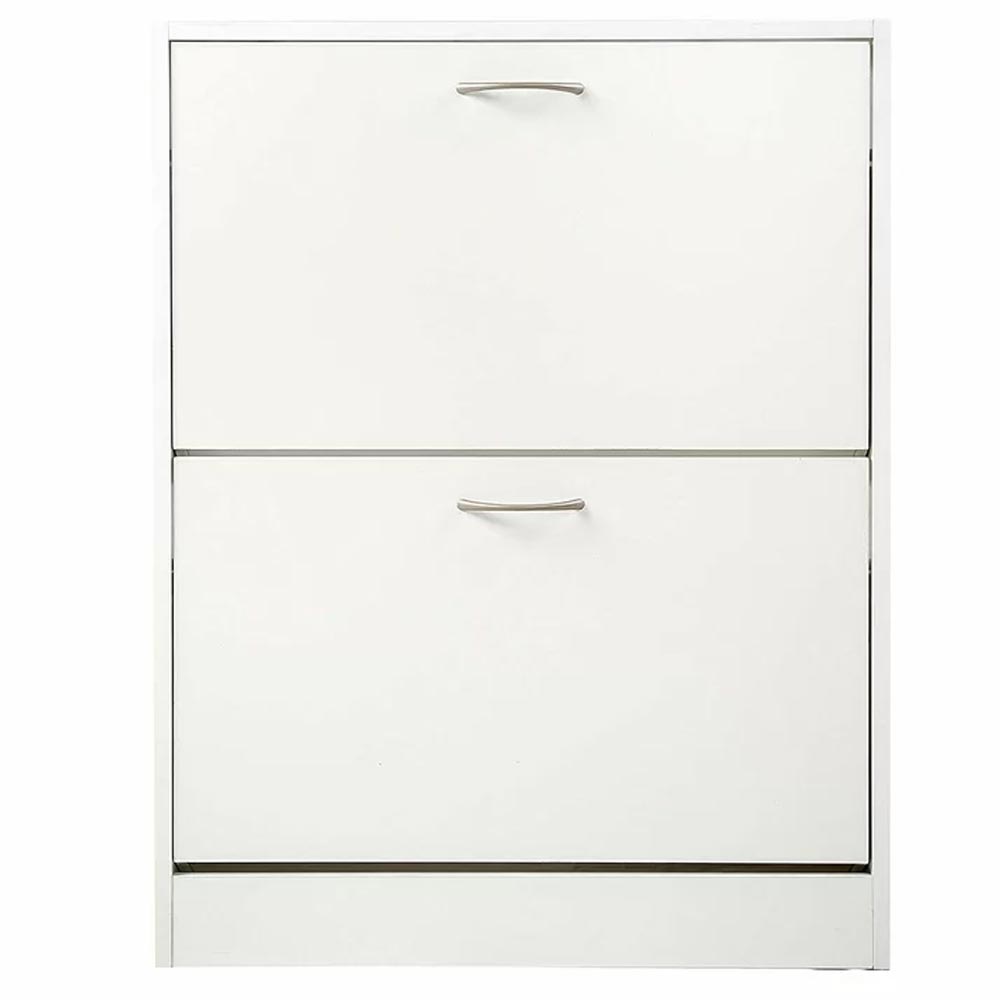 Scarpiera 2 Ante Ripiani Doppia Profondita in Melamina 60x24x83cm Colore Bianco