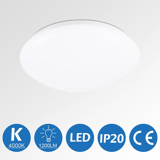 Plafoniera LED Rotonda 12W Luce Bianca 4000K Naturale Lampada Soffitto 29,5cm