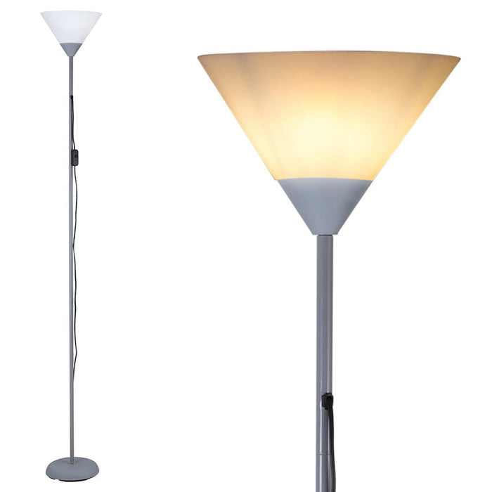 Lampada Piantana da Terra 180cm Design Moderno Paralume E27 40W Metallo Grigio