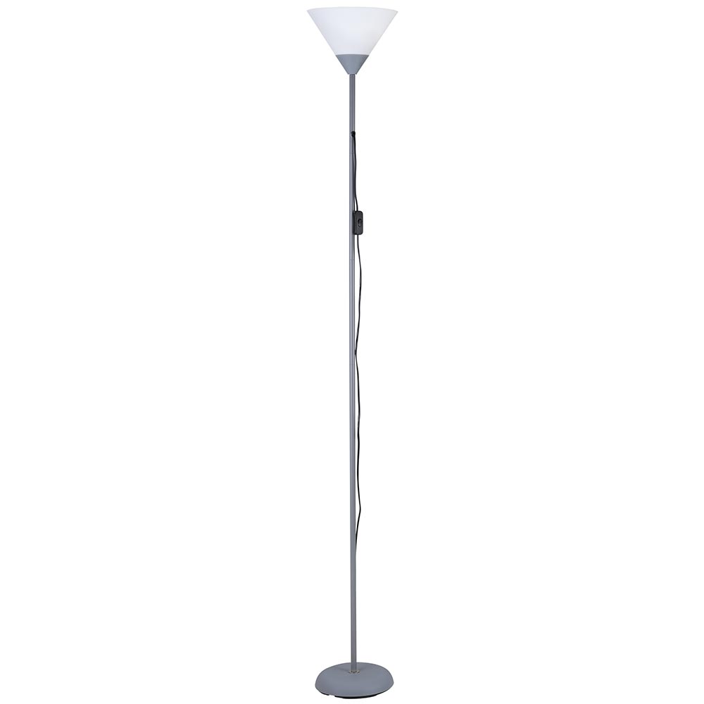 Lampada Piantana da Terra 180cm Design Moderno Paralume E27 40W Metallo Grigio