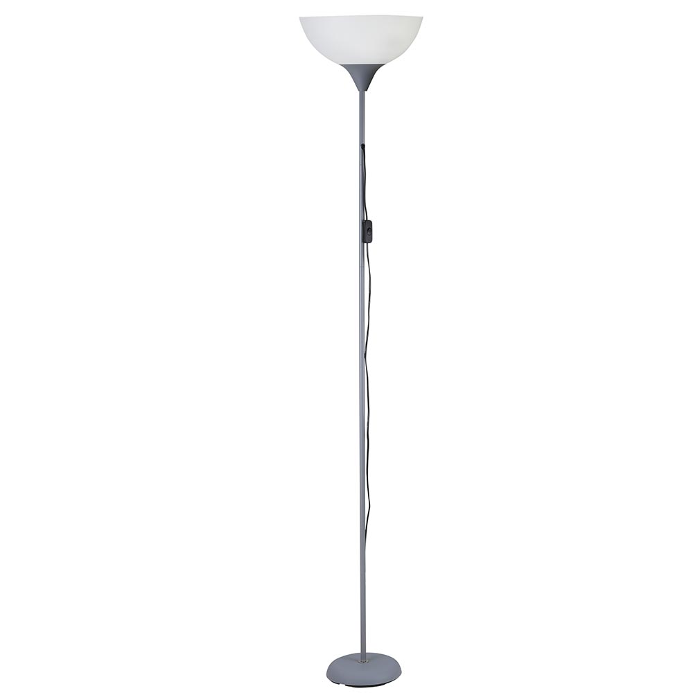 Lampada Piantana da Terra 180cm Design Moderno Paralume E27 40W Metallo Grigio