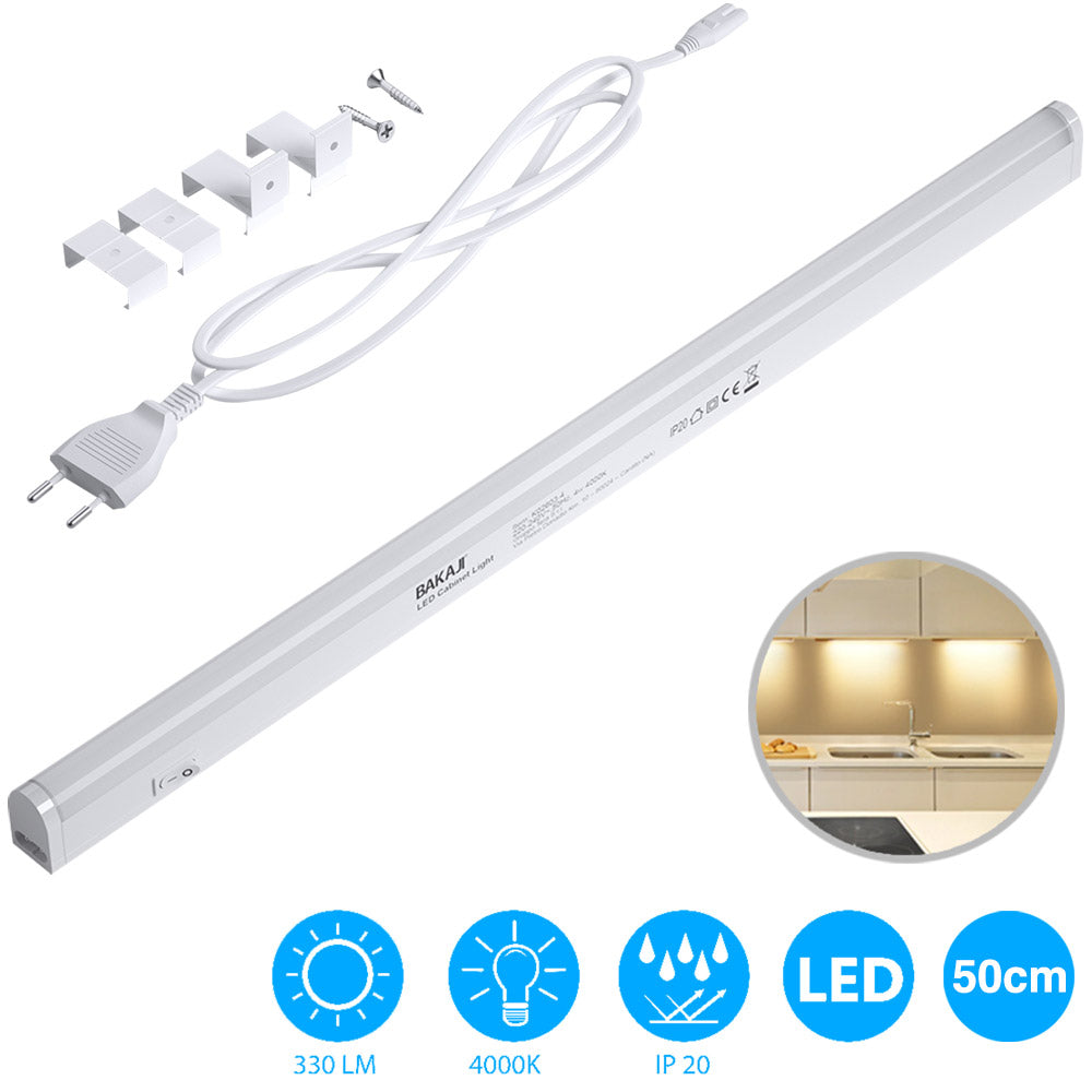 Lampada Luce Sottopensile 50cm Mobili Cucina Armadio Barra LED 750lm 4000K Bianc