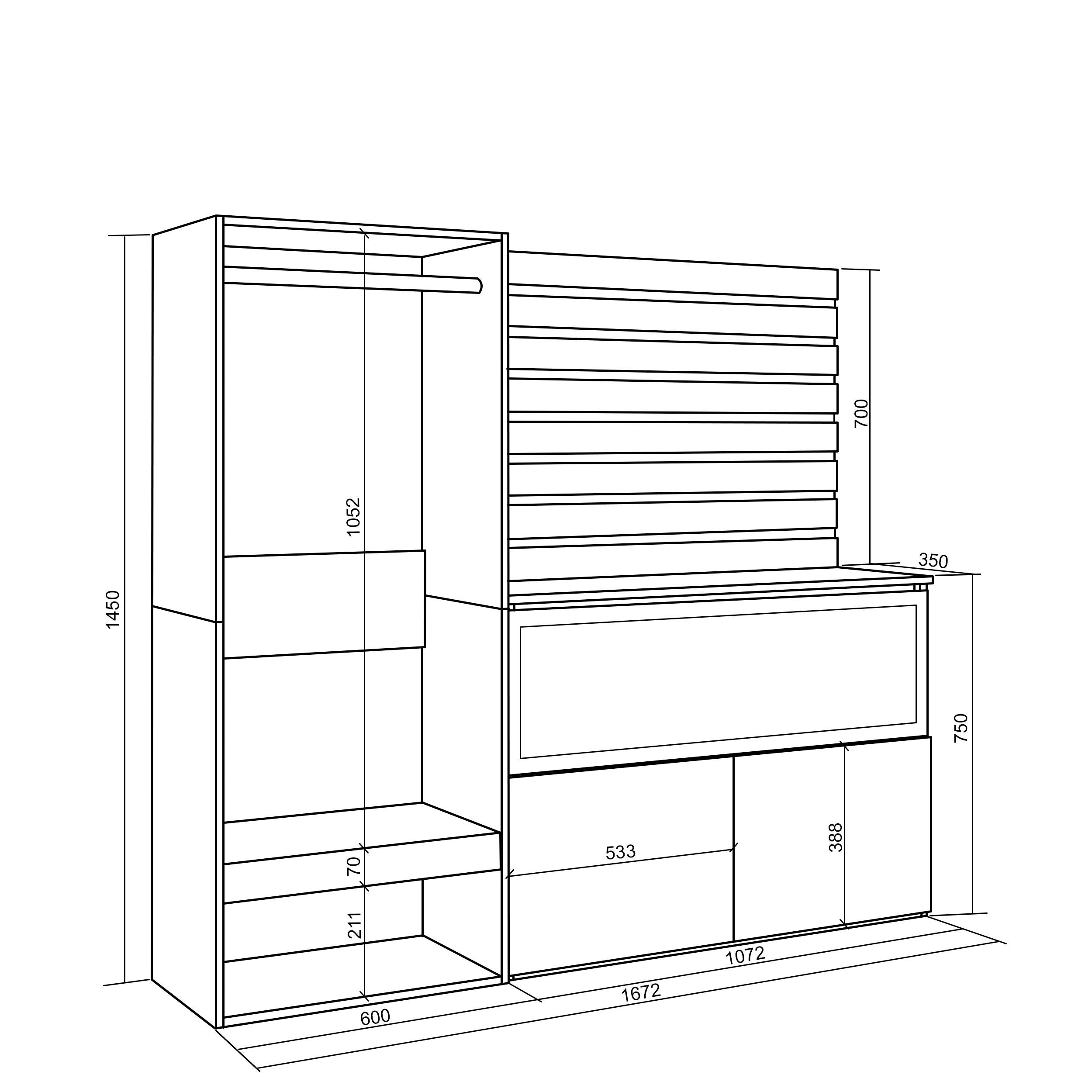 Credenza, 167x35x145cm, Camera da letto, Camino elettrico XXL, Armadio Aperto, colore Rovere RF3396