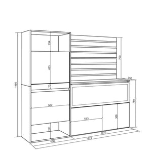 Credenza, 167x35x145 cm, Camera da letto, stanza, Camino elettrico XXL, Scarpiera, Rovere , RF3397