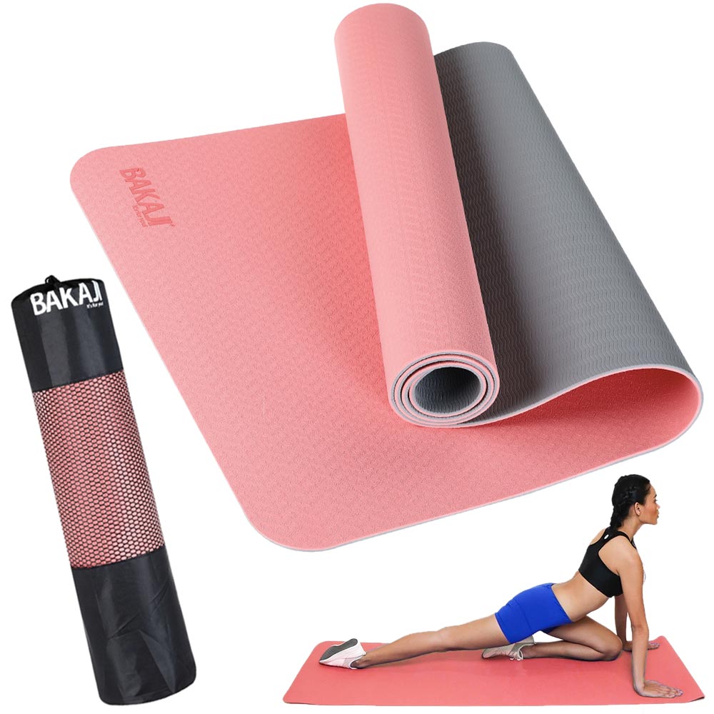 Tappetino Yoga Aerobica Pilates Tappeto Allenamento Fitness Palestra Rosa Grigio