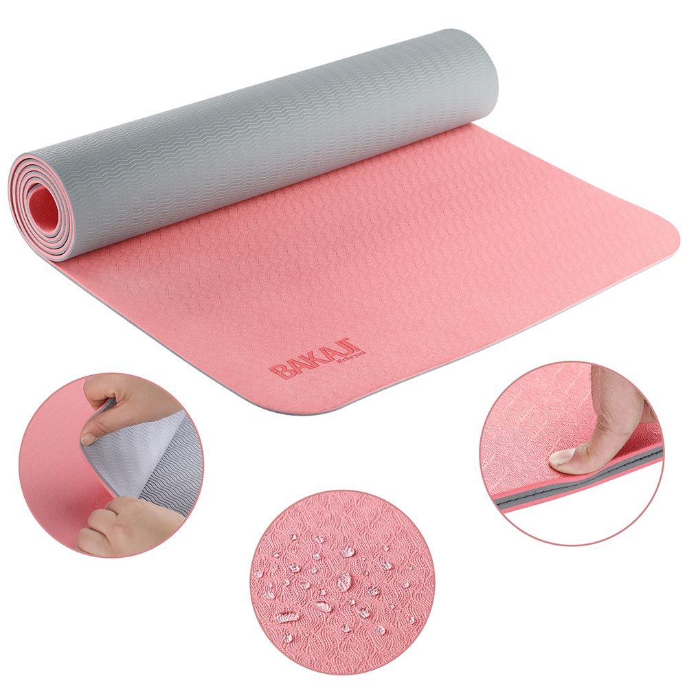 Tappetino Yoga Aerobica Pilates Tappeto Allenamento Fitness Palestra Rosa Grigio