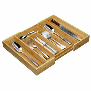 Portaposate Estensibile da Cassetto Cucina Porta Posate in Legno Bambu 33x29cm