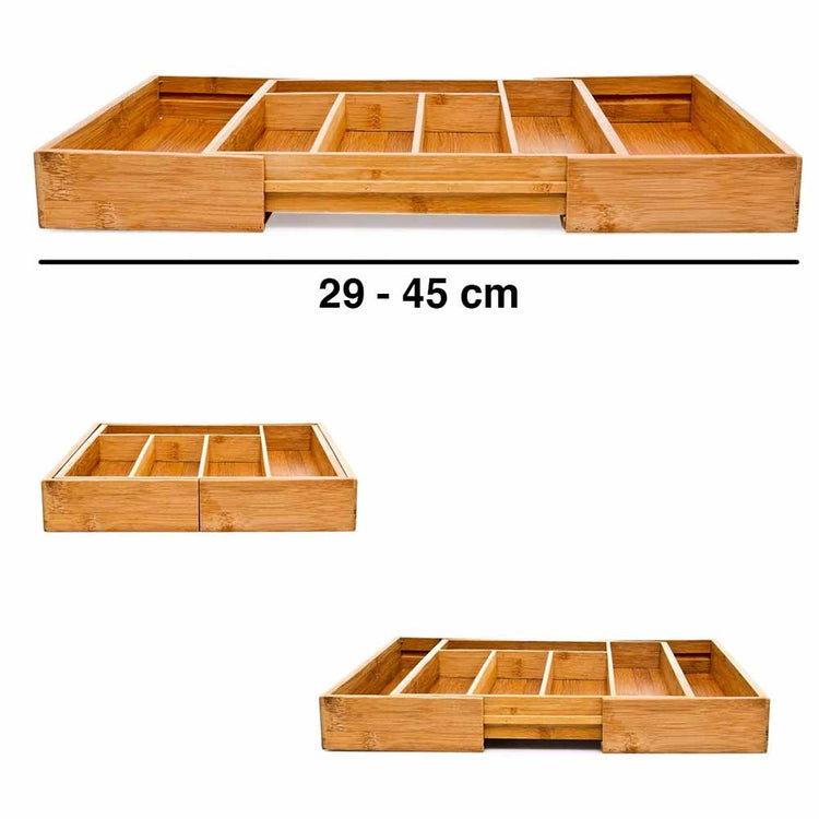 Portaposate Estensibile da Cassetto Cucina Porta Posate in Legno Bambu 33x29cm