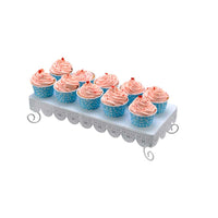 Set 2pz Alzatina Porta Dolci Cupcake Muffin Stand Alzata Vassoio Metallo Bianco