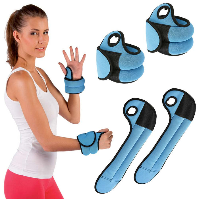 Set 2 Pesi Polsi e Caviglie 0,5 kg Allenamento Palestra Aerobica Fitness Blu