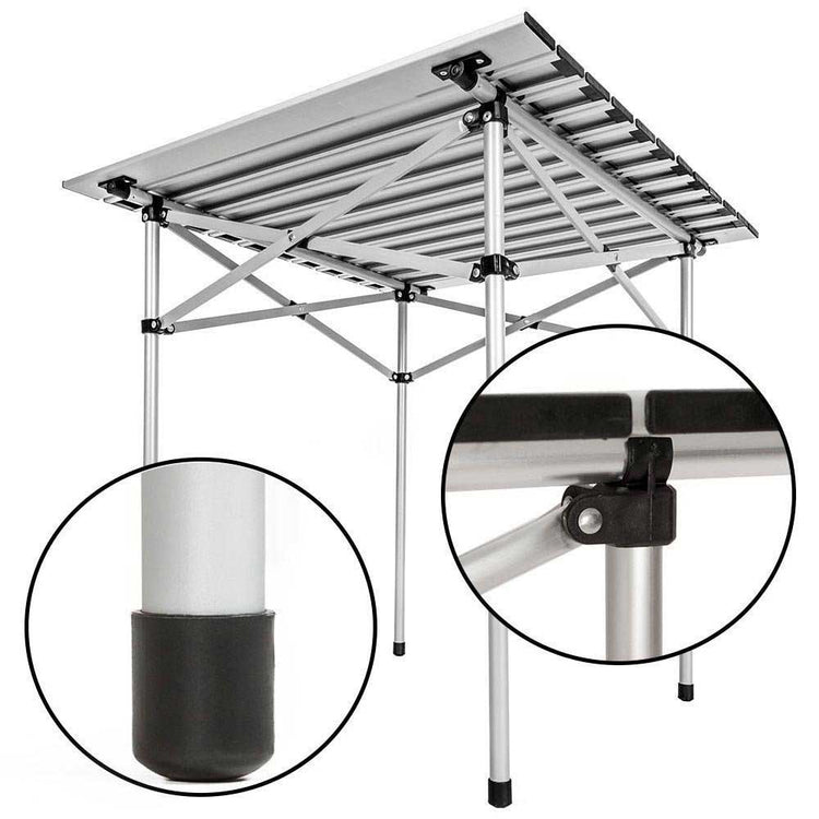 Tavolo Da Campeggio Picnic Richiudibile In Alluminio 70x70x70 cm Con Custodia