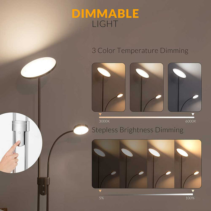 Lampada PIantana da Terra Touch LED 36W 2000Lm 2 Luci Dimmerabile + Telecomando