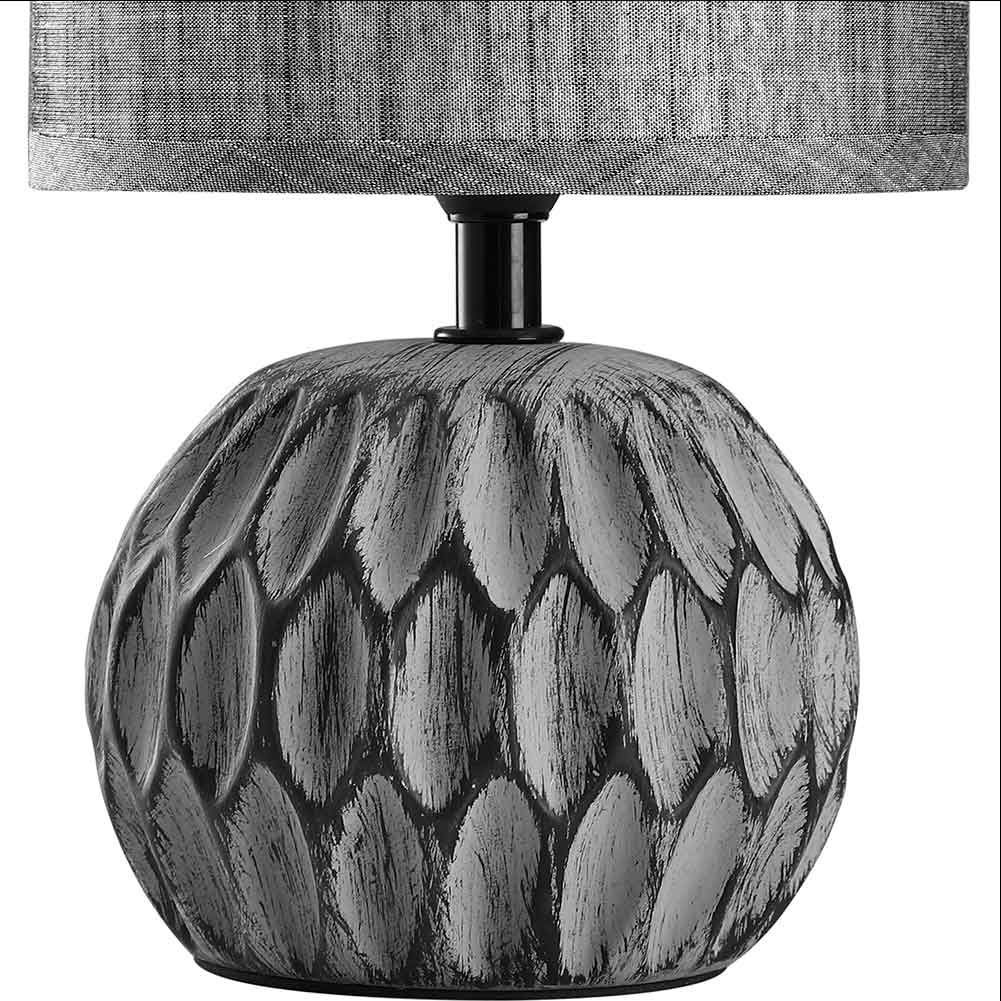 Lampada da Tavolo o Comodino 14 x 14 x 26 cm Lume Ceramica e Tessuto Grigio Design Moderno Abatjour