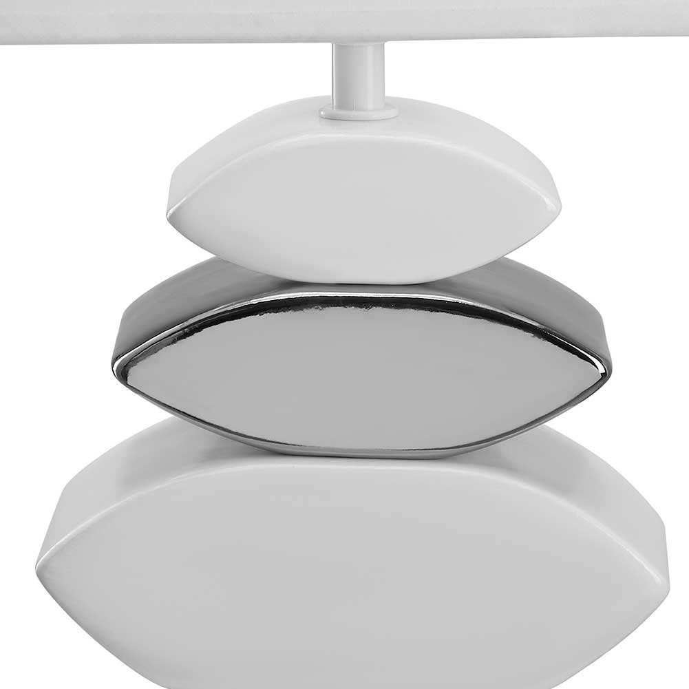 Lampada da Tavolo o Comodino 19 x 12 x 31 cm Lume Ceramica e Tessuto Bianco Design Moderno Abatjour