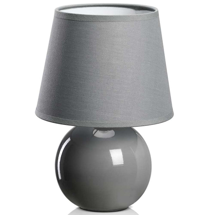 Lampada da Tavolo o Comodino 18 x 18 x 25 cm Lume Ceramica e Tessuto Grigio Design Moderno Abatjour