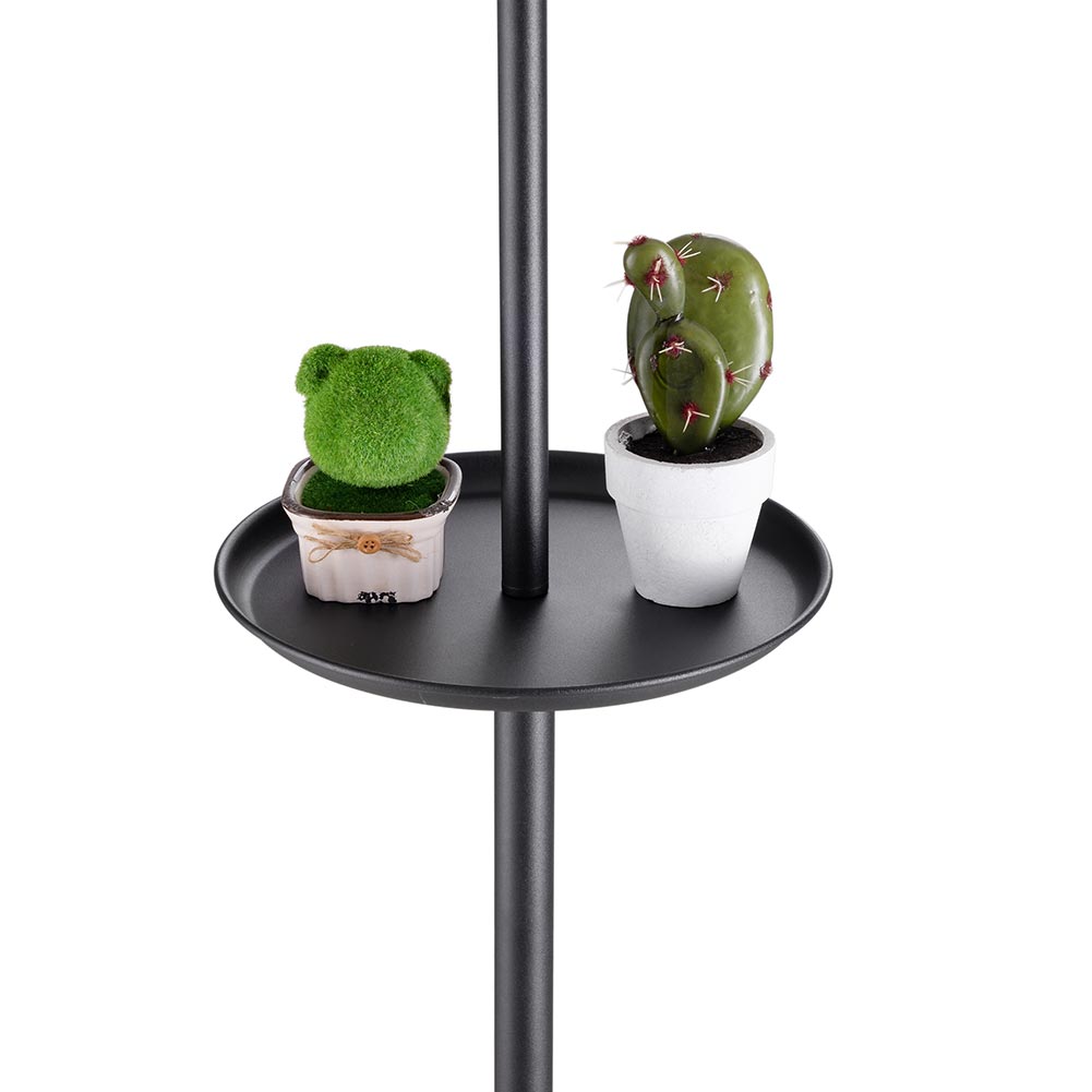 Lampada Piantana Terra Design Moderno Paralume E27 Tessuto con Tavolino colore Nero