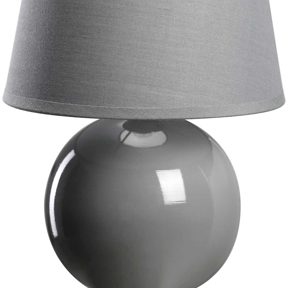 Lampada da Tavolo o Comodino 18 x 18 x 25 cm Lume Ceramica e Tessuto Grigio Design Moderno Abatjour