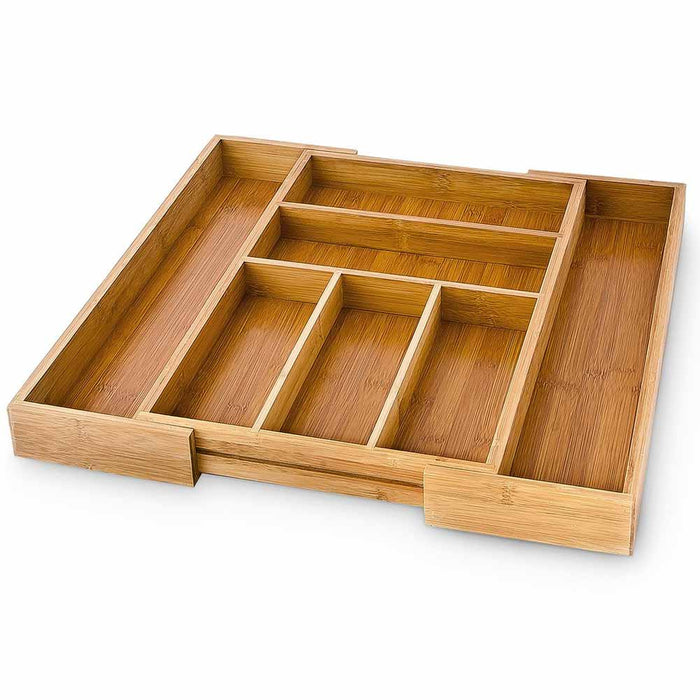 Portaposate Estensibile da Cassetto Cucina Porta Posate in Legno Bambu 46x30cm